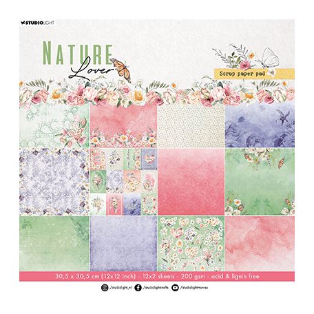 Studio Light Scrapbook papírkészlet 12" (30 cm) - Nature Lover nr.130 - Paper Pad Blocks -  (36 lap)