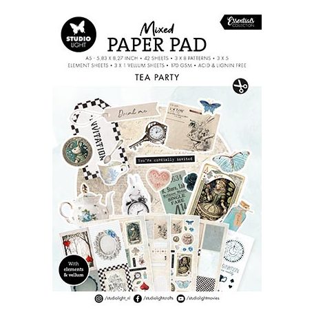 Studio Light Papírkészlet A5 - Tea party - Mixed Paper Pad - Essentials nr.29 (42 lap)