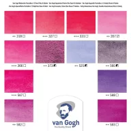   Talens Van Gogh akvarellfesték készlet - 12 szín - Pinks & Violets - Watercolour pocket box (1 csomag)