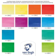   Talens Van Gogh akvarellfesték készlet - 12 szín - Vibrant colours - Watercolour pocket box (1 csomag)