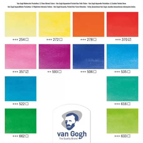 Talens Van Gogh akvarellfesték készlet - 12 szín - Vibrant colours - Watercolour pocket box (1 csomag)