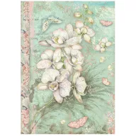   Stamperia Rizspapír A4 - Orchids and Cats - White Orchid - Rice Paper (1 ív)