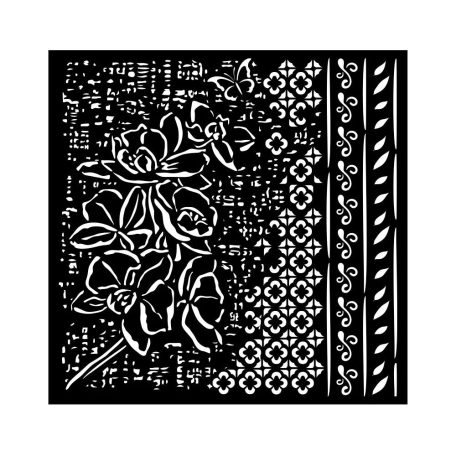 Stamperia Vastag stencil 18x18cm - Orchids and Cats - Orchid Pattern - Thick Stencil  (1 db)
