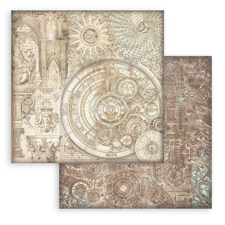 Stamperia Scrapbook papír 12" (30 cm) - Sir Vagabond in Fantasy World - Ochre Pattern 2Paper Sheets (1 ív)