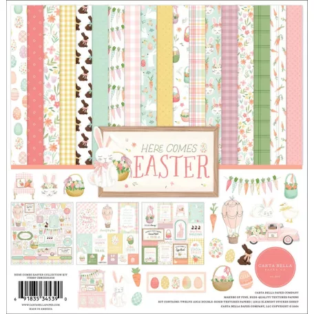 Carta Bella Scrapbook Papírkészlet Here Comes Easter 12" (30 cm) Collection Kit (1 csomag)