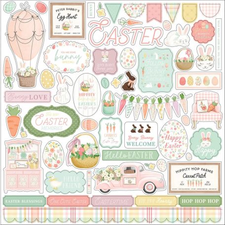 Carta Bella Matrica Here Comes Easter 12" (30 cm) Cardstock Stickers (1 ív)