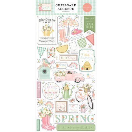 Carta Bella Chipboard Here Comes Spring 6"X12" Chipboard Accents (1 ív)