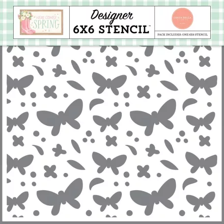 Carta Bella Stencil Here Comes Spring 6" (15 cm) Friendly Butterfly Skies Stencil (6 lap)
