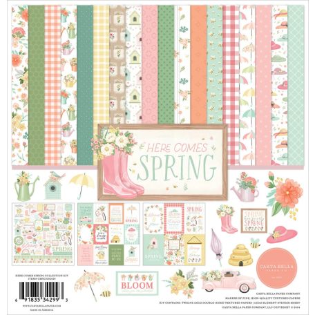 Carta Bella Scrapbook Papírkészlet Here Comes Spring 12" (30 cm) Collection Kit (1 csomag)