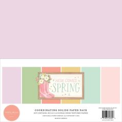   Carta Bella Scrapbook papírkészlet Here Comes Spring 12" (30 cm) Coordinating Solids Paper Pack (6 lap)