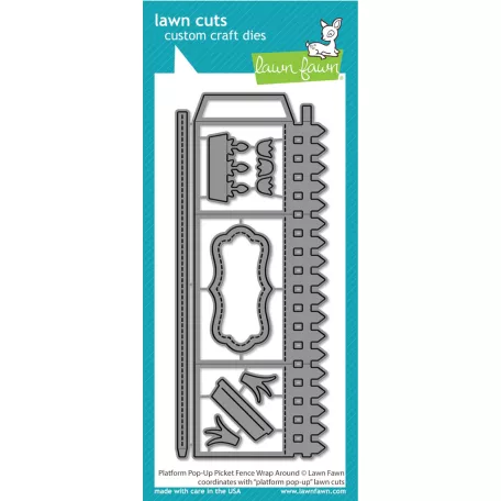 Lawn Fawn Vágósablon LF3372 - platform pop-up picket fence wrap around - Lawn Cuts (1 csomag)