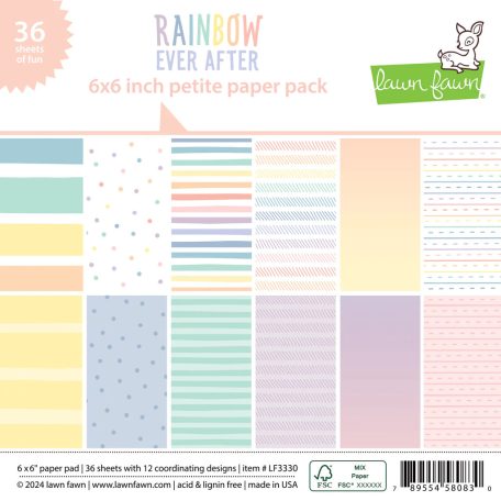 Papírkészlet 6" (15 cm), rainbow ever after / Lawn Fawn Single-Sided Petite Paper Pack (36 lap)