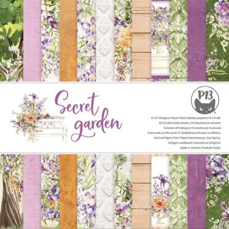 P13 Scrapbook papírkészlet Secret Garden 6" (15 cm) Paper Collection Set (24 ív)