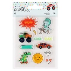   American Crafts Pebbles Cool Boy Szilikonbélyegző Clear Stamps (1 csomag)