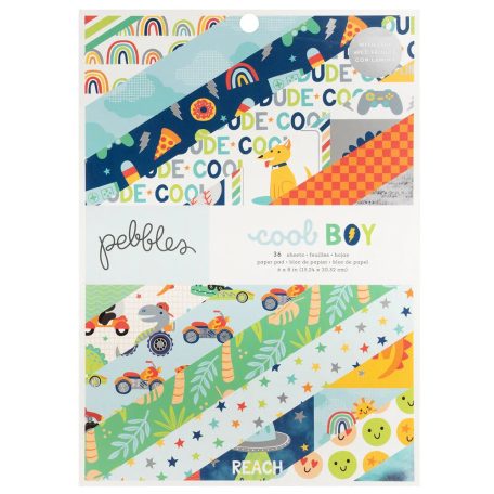 American Crafts Pebbles Cool Boy Scrapbook papírkészlet 6"x8" Silver Foil Paper Pad (36 lap)