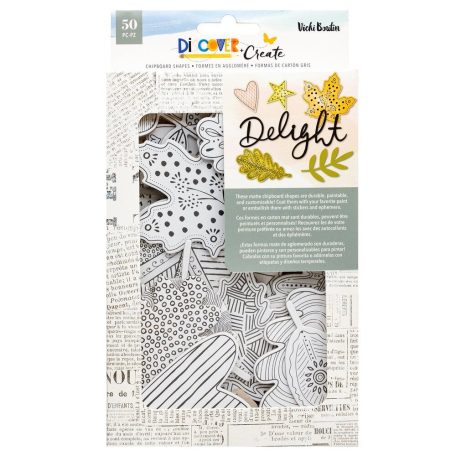 American Crafts Vicki Boutin Discover + Create Chipboard kivágatok Chipboard Shapes (1 csomag)