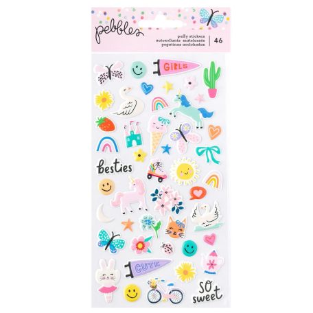 American Crafts Pebbles Cool Girl Pufi matrica  Stickers Puffy Icons (1 csomag)