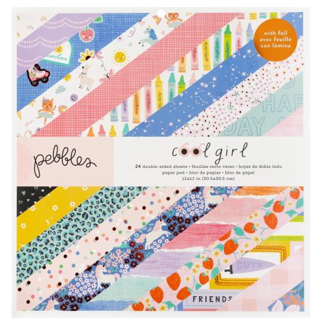 American Crafts Pebbles Cool Girl Scrapbook papírkészlet 12" (30 cm) Gold Foil Paper Pad (24 lap)