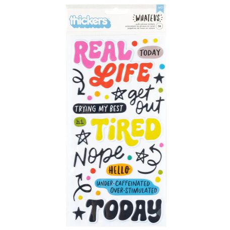 American Crafts Whatevs Matrica Glossy Puffy  Thickers Phrase (1 csomag)