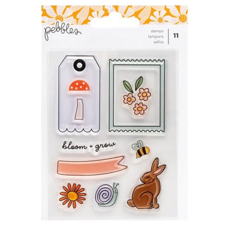 American Crafts Pebbles Sunny Bloom Szilikonbélyegző Clear Stamps (1 csomag)