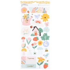   American Crafts Pebbles Sunny Bloom Matrica 6"x12"  Stickers Icons (1 csomag)