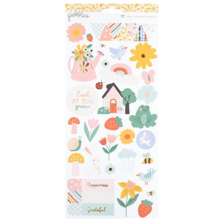 American Crafts Pebbles Sunny Bloom Matrica 6"x12"  Stickers Icons (1 csomag)