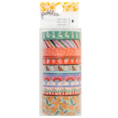   American Crafts Pebbles Sunny Bloom Dekorációs ragasztószalag Washi Tape (8 db)