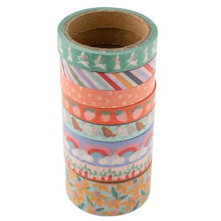 American Crafts Pebbles Sunny Bloom Dekorációs ragasztószalag Washi Tape (8 db)