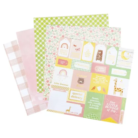 American Crafts Hello Little Girl Scrapbook papírkészlet 12" (30 cm)  Paper Pad (24 lap)