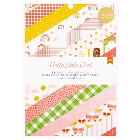 American Crafts Hello Little Girl Scrapbook papírkészlet 6"x8"  Paper Pad (36 lap)