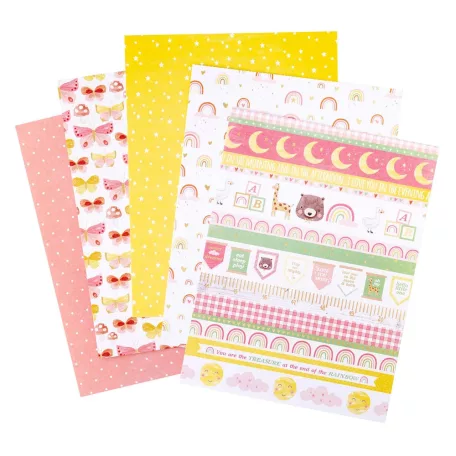 American Crafts Hello Little Girl Scrapbook papírkészlet 6"x8"  Paper Pad (36 lap)