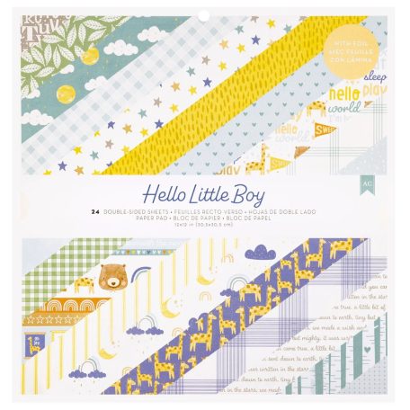 American Crafts Hello Little Boy Scrapbook papírkészlet 12" (30 cm)  Paper Pad (24 lap)
