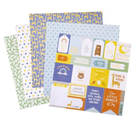 American Crafts Hello Little Boy Scrapbook papírkészlet 12" (30 cm)  Paper Pad (24 lap)