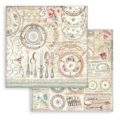   Stamperia Brocante Antiques Scrapbook papír 12" (30 cm) Ceramic plates Paper Sheets (1 ív)