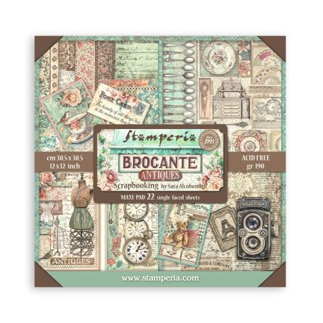 Stamperia Brocante Antiques Papírkészlet 12" (30 cm)  Maxi Paper Pack (22 ív)