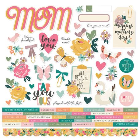 Simple Stories Mother's Day Matrica Cardstock Stickers 12" (30 cm) 1 ív