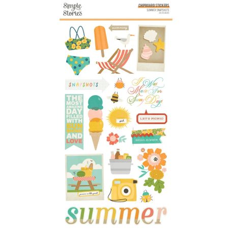 Simple Stories Summer Snapshots Chipboard matrica Chipboard Stickers  1 ív