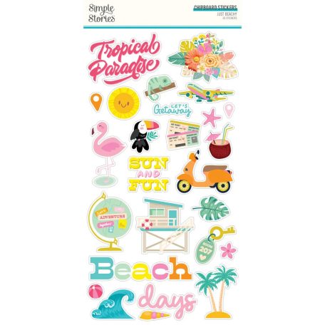 Simple Stories Just Beachy Chipboard matrica Chipboard Stickers  1 ív