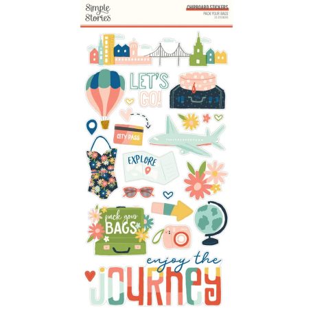 Simple Stories Pack Your Chipboard matrica Chipboard Stickers  1 ív