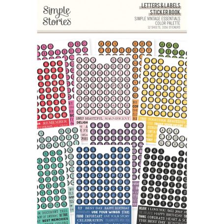 Simple Stories Simple Vintage Essentials Color Palette Matrica Letters & Labels Sticker Book 12 ív