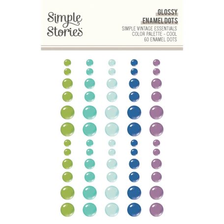 Simple Stories Simple Vintage Essentials Color Palette Díszítőelem Enamel Dots Cool 1 ív
