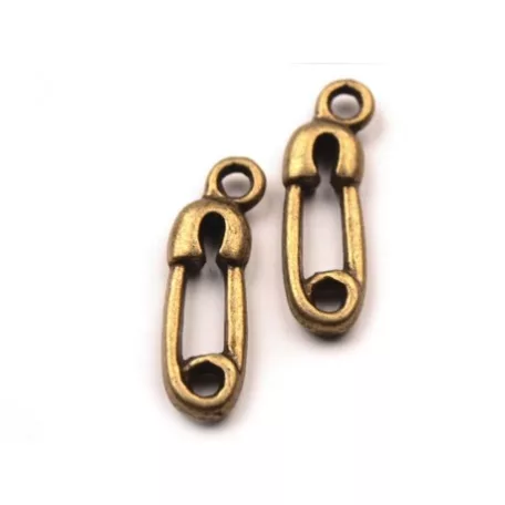 Fémdísz 5 * 18 mm, Medál / Biztosítótű - vörösréz (1 pár)