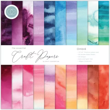 Craft Consortium Ombre Scrapbook papírkészlet Essential Craft Papers 12" (30 cm) 30 lap