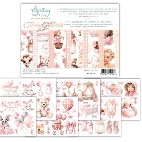 Mintay Papers Baby Girl Papírkészlet / Kivágóív Book 6"x8" (15x20 cm) 24 lap