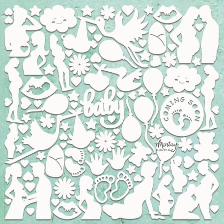 Mintay Papers Chipboard 12" (30 cm) - Decor - Baby Shower - Chippies (1 ív)