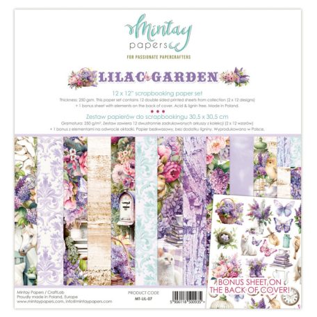 Mintay Papers Lilac Garden Scrapbook papírkészlet  Collection Set 12" (30 cm) 12 lap