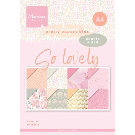 Marianne Design Papírkészlet A4 - So lovely - Pretty Papers Bloc (16 ív)