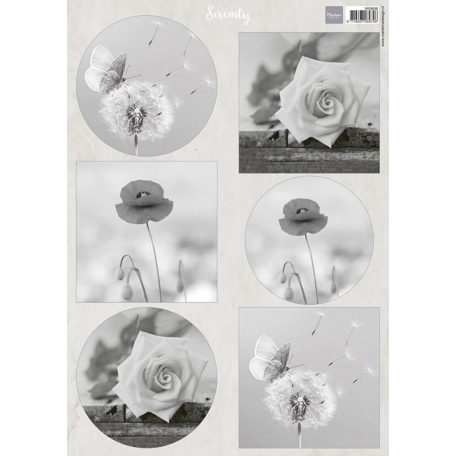 Marianne Design Kivágóív A4 - Serenity Flowers - Cutting Sheet (1 db)