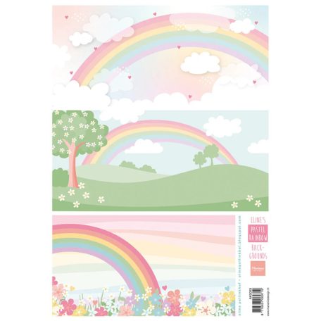 Marianne Design Kivágóív A4 - Eline's Pastel rainbow backgrounds - Cutting Sheet (1 db)
