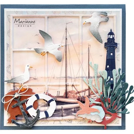 Marianne Design Vágósablon - Tiny's Beach pole & Gulls - Creatable (1 csomag)